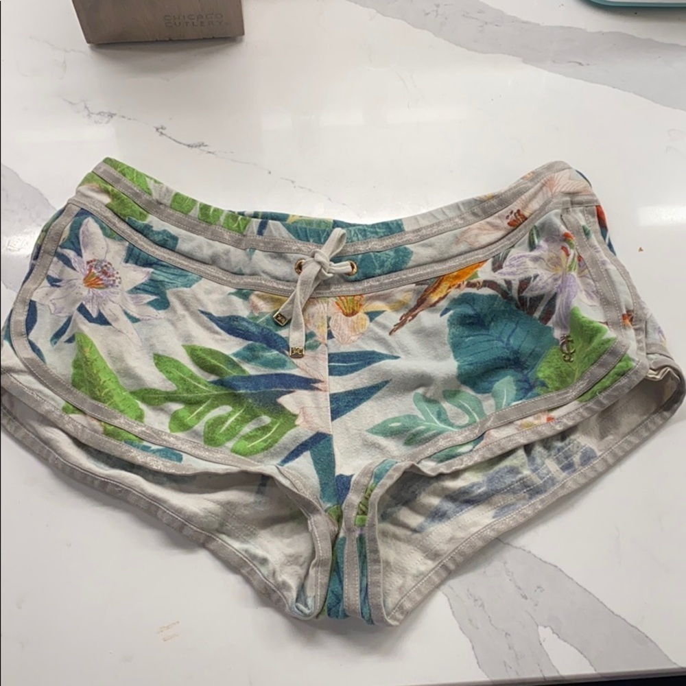 Juicy Couture drawstring lounge shorts palm print